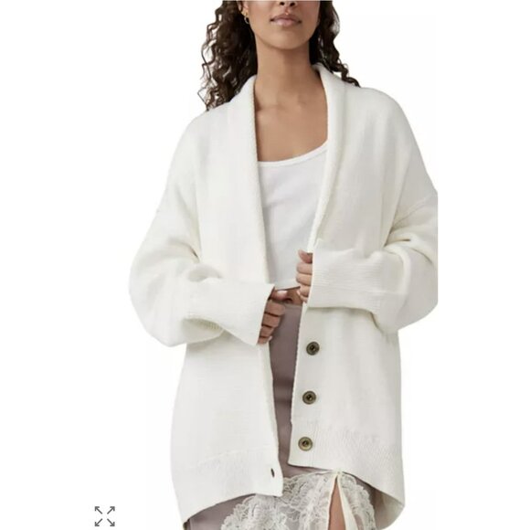 New Free People Oversized Grandpa Cardigan Sweater Off White Size Small - Picture 1 of 6